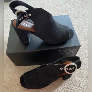 MIA MELISA WOMEN'S PEEP TOE HEELS BLACK SIZE 7